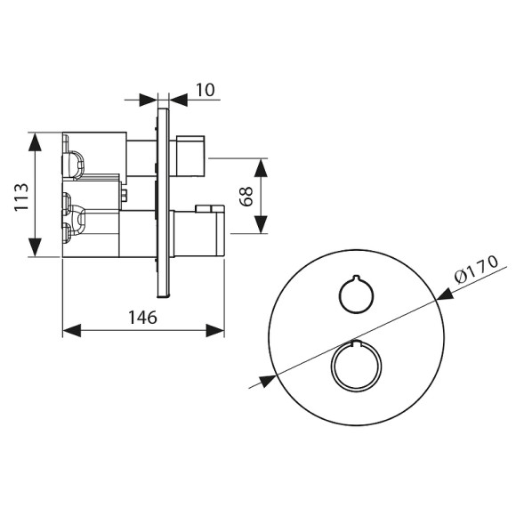 Смеситель для душа Kaiser Areva 08077 с термостатом Хром Смеситель для душа Kaiser Areva 08077 с термостатом Хром