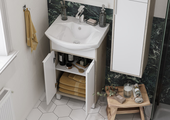 Тумба под раковину Aquaton Рико 50 1A212401RIB90 Белый Ясень фабрик