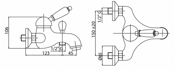 Смеситель на борт ванны Cezares Vintage VINTAGE-PBVM-02-Sw Бронза
