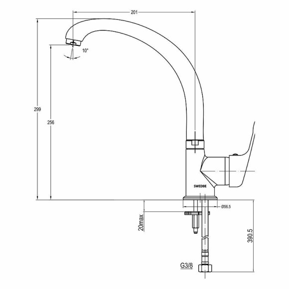 Смеситель для кухни Swedbe Selene 7340 Хром Смеситель для кухни Swedbe Selene 7340 Хром