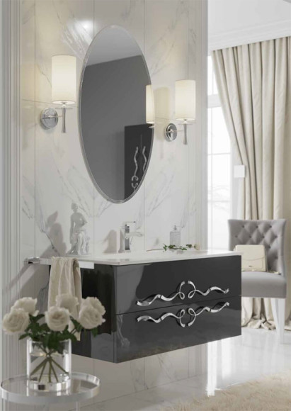 Тумба под раковину Clarberg Due amanti 100 DUE0110BLK подвесная Черная без ручек Тумба под раковину Clarberg Due amanti 100 DUE0110BLK подвесная Черная без ручек