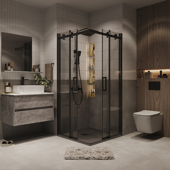 Душевой уголок Grossman Classic 80х80 300.K33.04.8080.21.00 профиль Черный матовый стекло прозрачное Душевой уголок Grossman Classic 80х80 300.K33.04.8080.21.00 профиль Черный матовый стекло прозрачное