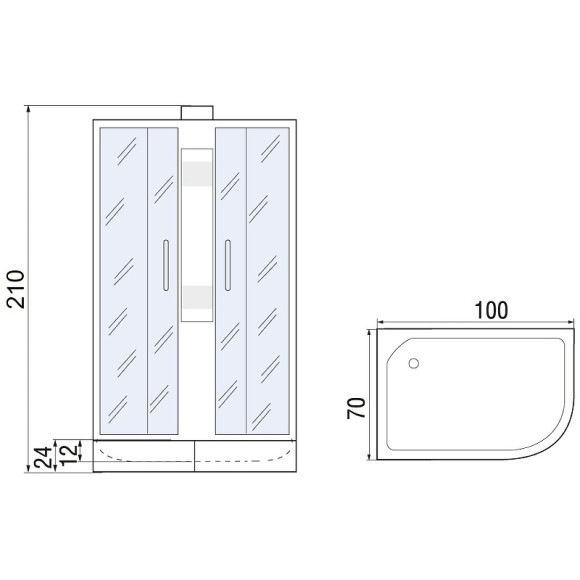 Душевая кабина River Nara 100x70 МТ L 10000008792 с поддоном Душевая кабина River Nara 100x70 МТ L 10000008792 с поддоном