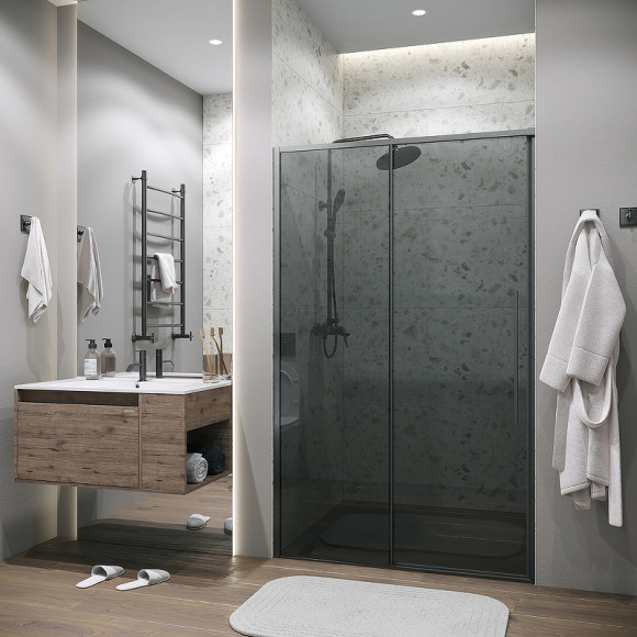 Душевая дверь Grossman Galaxy 100 100.K33.01.100.42.10 профиль Графит сатин стекло тонированное Душевая дверь Grossman Galaxy 100 100.K33.01.100.42.10 профиль Графит сатин стекло тонированное