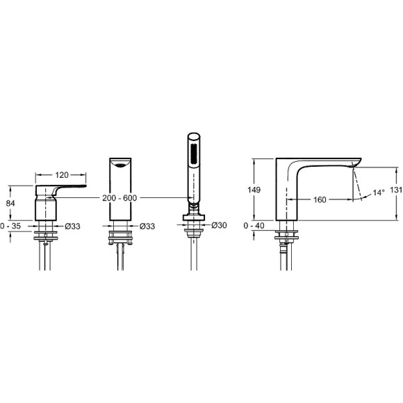 Смеситель для ванны Jacob Delafon Aleo+ E72330-CP Хром