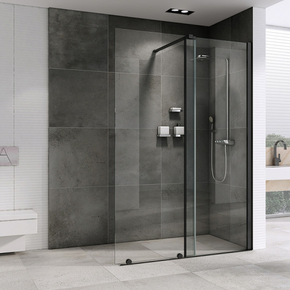 Душевая перегородка Abber Komfort 120 AG09120B профиль Черный стекло прозрачное Душевая перегородка Abber Komfort 120 AG09120B профиль Черный стекло прозрачное