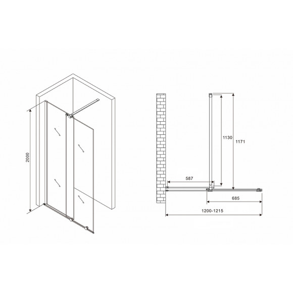 Душевая перегородка Abber Komfort 120 AG09120B профиль Черный стекло прозрачное Душевая перегородка Abber Komfort 120 AG09120B профиль Черный стекло прозрачное