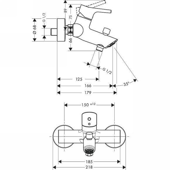 Смеситель для ванны Hansgrohe Talis S 72400000 Хром