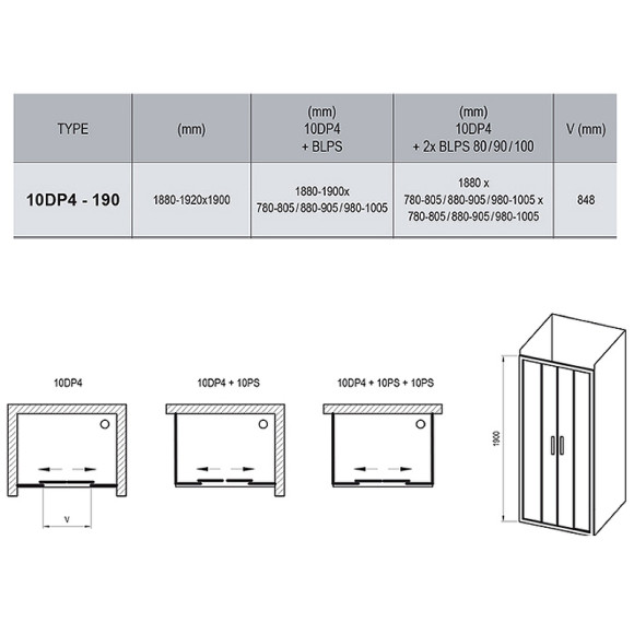 Душевая дверь Ravak 10° 10DP4 190 0ZKL0100Z1 профиль Белый стекло Transparent Душевая дверь Ravak 10° 10DP4 190 0ZKL0100Z1 профиль Белый стекло Transparent