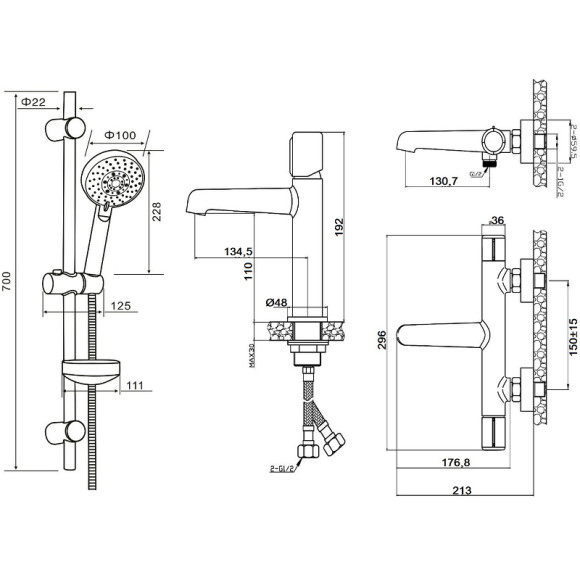 Комплект смесителей Agger Slim A2231100 Хром