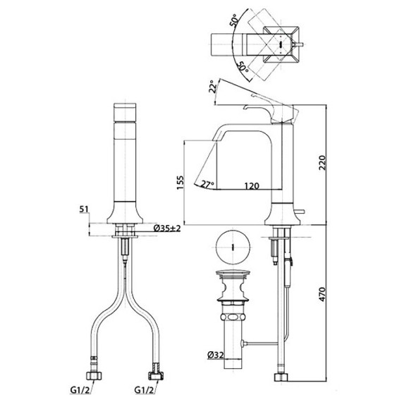Смеситель для раковины Toto GC TLG08303R Хром Смеситель для раковины Toto GC TLG08303R Хром