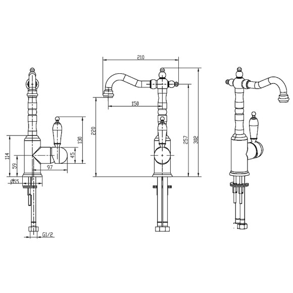Смеситель для раковины Boheme Medici Ripresa 302 Бронза Смеситель для раковины Boheme Medici Ripresa 302 Бронза