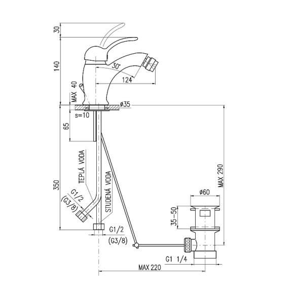 Смеситель для биде Rav Slezak Labe L045.5K Хром Смеситель для биде Rav Slezak Labe L045.5K Хром