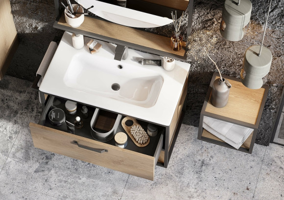 Тумба под раковину Aquaton Лофт Фабрик 80 1A242401LTDY0 подвесная Дуб кантри