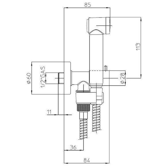 Гигиенический душ с запорным вентилем Bossini Alexa Brass E57001B.030 Хром Гигиенический душ с запорным вентилем Bossini Alexa Brass E57001B.030 Хром