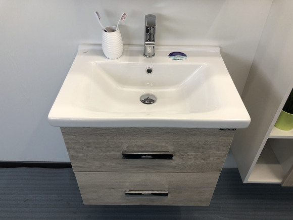 Тумба с раковиной Comforty Парма 60 00004143490 подвесная Дуб дымчатый