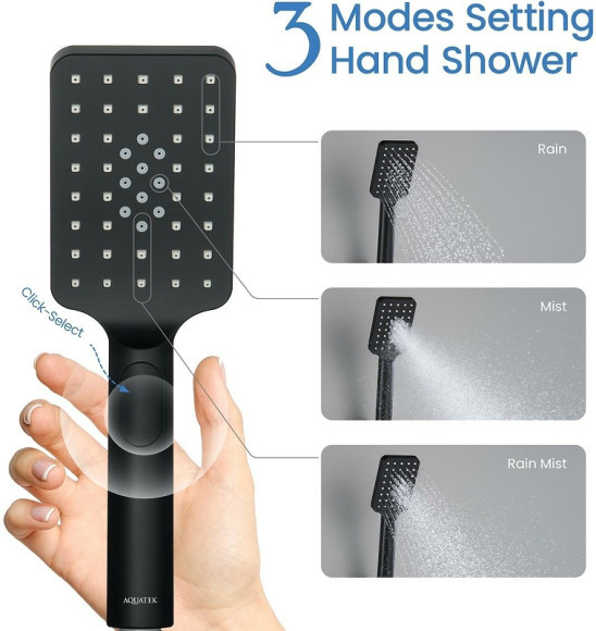 Ручной душ Aquatek Лира Select 80 3 jet AQ2005MB Черный матовый Ручной душ Aquatek Лира Select 80 3 jet AQ2005MB Черный матовый