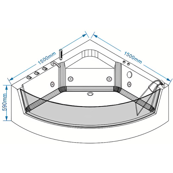 Акриловая ванна Grossman 150х150 GR-15000-1 с гидромассажем Акриловая ванна Grossman 150х150 GR-15000-1 с гидромассажем