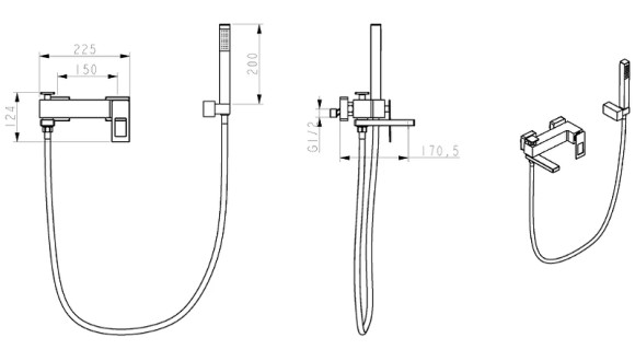 Смеситель для ванны Boheme Q 143-BUW Черный матовый Синий Смеситель для ванны Boheme Q 143-BUW Черный матовый Синий