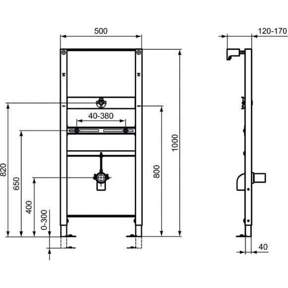Инсталляция Ideal Standard Prosys R010367 для писсуара Серая Инсталляция Ideal Standard Prosys R010367 для писсуара Серая