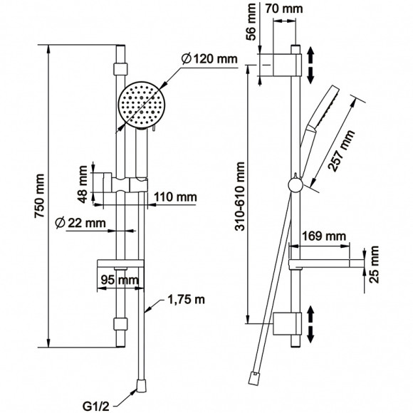 Душевой гарнитур Swedbe Hermes 5111B Черный матовый Душевой гарнитур Swedbe Hermes 5111B Черный матовый