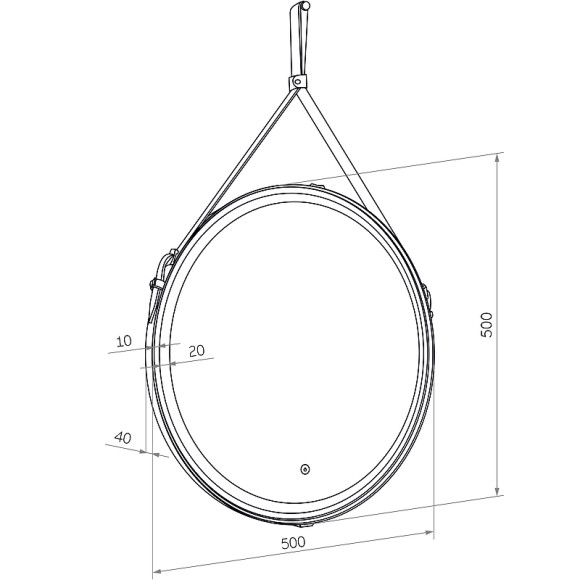 Зеркало Континент Millenium Brown D 500 ЗЛП95 с подсветкой с сенсорным выключателем на ремне из натуральной кожи
