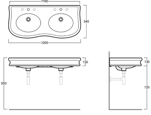 Раковина Simas Lante 120 LA12bi*1 двойная Белая