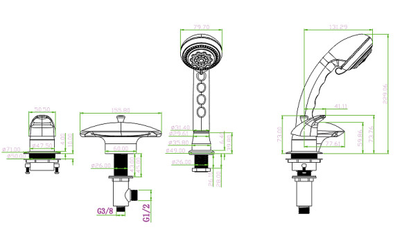 Смеситель на борт ванны Boheme Niagara 389-N Хром