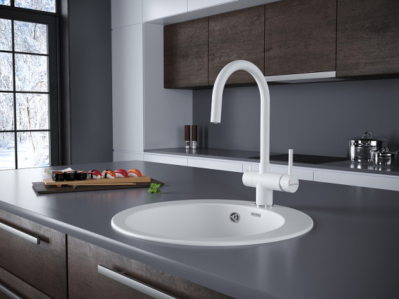 Смеситель для кухни Paulmark Heller He213218-431 Белый матовый