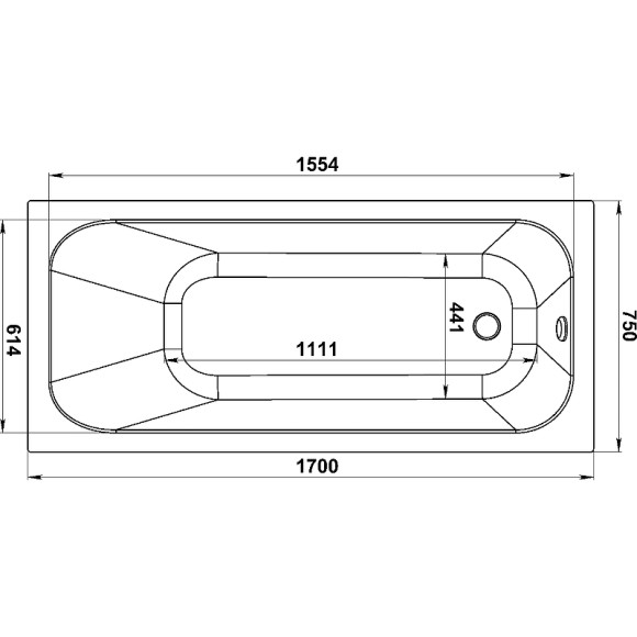 Акриловая ванна Jacob Delafon Trocadero 170x75 E6D354RU-00 без гидромассажа Акриловая ванна Jacob Delafon Trocadero 170x75 E6D354RU-00 без гидромассажа