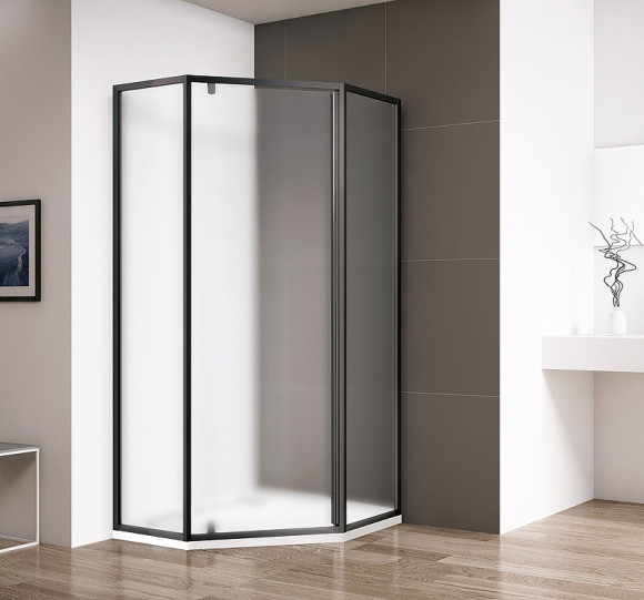 Душевой уголок Cezares Eco 90x90 ECO-O-P-1-90-P-NERO профиль Черный матовый стекло рифленое