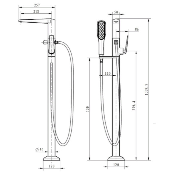 Смеситель для ванны Boheme Venturo 379-W Белый Хром