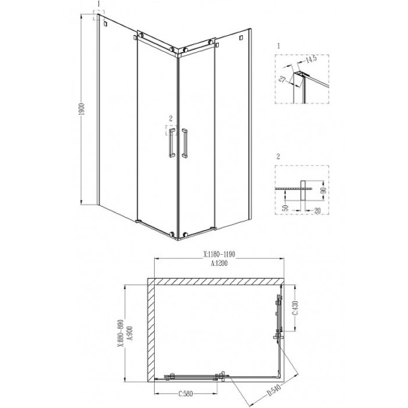 Душевой уголок Grossman Cosmo 120х90 L GR-1120L профиль Хром стекло прозрачное Душевой уголок Grossman Cosmo 120х90 L GR-1120L профиль Хром стекло прозрачное