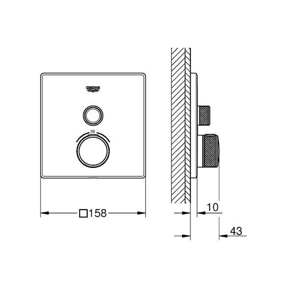 Смеситель для душа Grohe Grohtherm SmartControl 29123000 с термостатом Хром Смеситель для душа Grohe Grohtherm SmartControl 29123000 с термостатом Хром