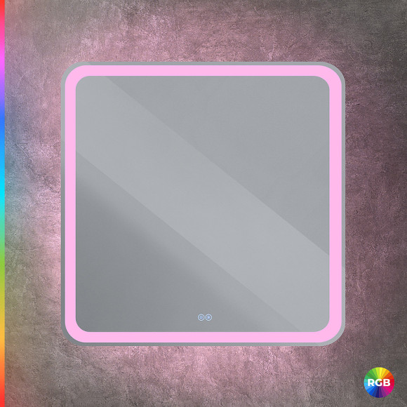 Зеркало Cezares Multicolore 80 CZR-SPC-MC-800-800-RGB-TCH с подсветкой с сенсорным выключателем и функцией памяти