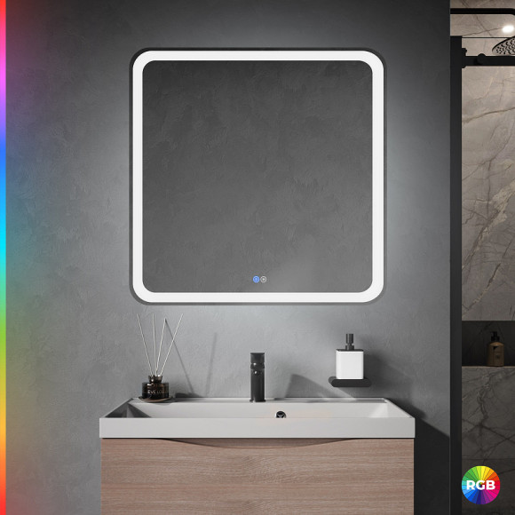 Зеркало Cezares Multicolore 80 CZR-SPC-MC-800-800-RGB-TCH с подсветкой с сенсорным выключателем и функцией памяти