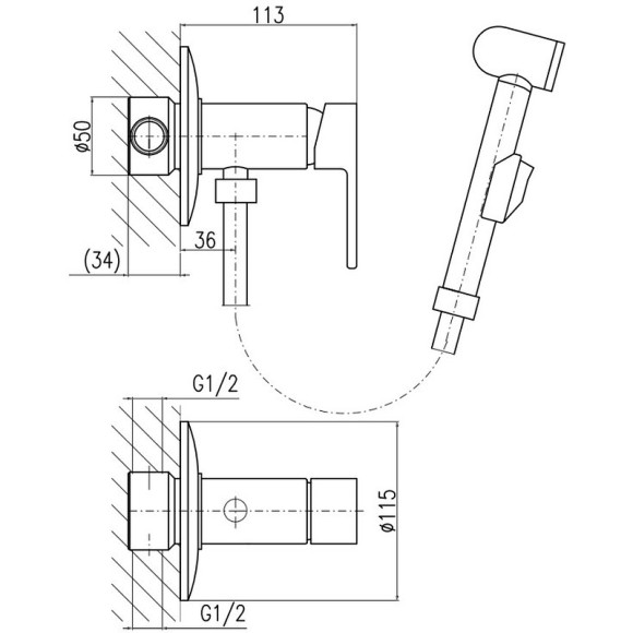 Гигиенический душ со смесителем Rav Slezak Vltava VT447 Хром Гигиенический душ со смесителем Rav Slezak Vltava VT447 Хром