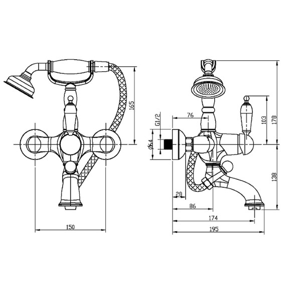 Смеситель для ванны Boheme Imperiale Presente 323 Золото Смеситель для ванны Boheme Imperiale Presente 323 Золото