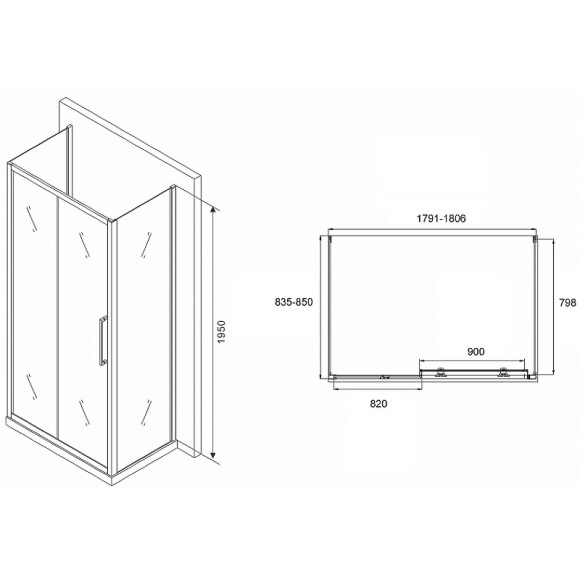 Душевой уголок Abber Schwarzer Diamant 180x85 AG30180BH-S85B-S85B профиль Черный стекло прозрачное Душевой уголок Abber Schwarzer Diamant 180x85 AG30180BH-S85B-S85B профиль Черный стекло прозрачное