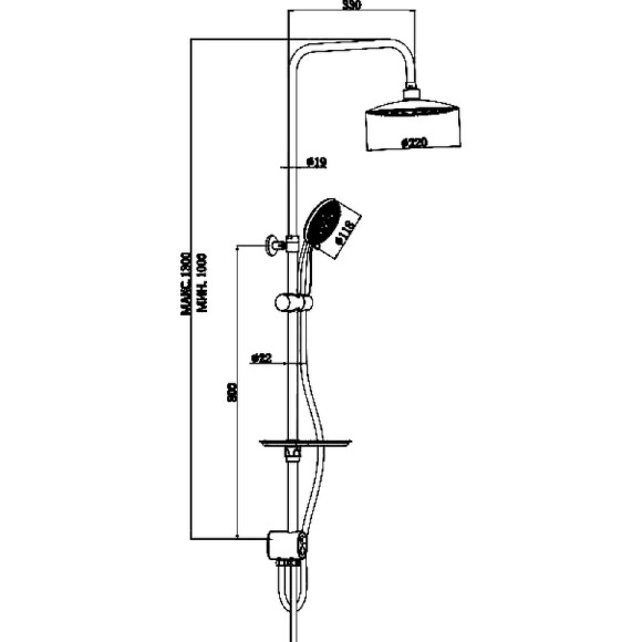 Душевая система ESKO ST1350 Хром