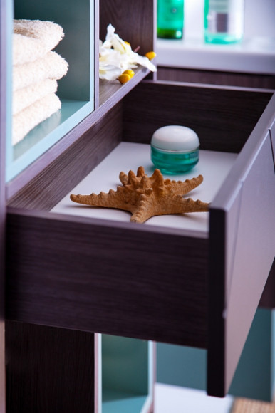 Шкаф пенал Бриклаер Кристалл 60 4627125414763 Софт Графит Ясень Анкор темный Муссон