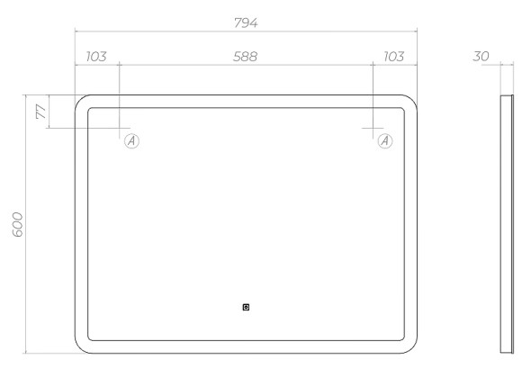 Зеркало Vigo Wing Classic 80 z.WIN.80.Classic с подсветкой с сенсорным выключателем