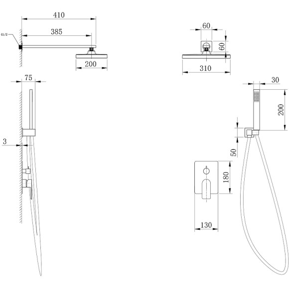 Душевая система Abber Weiss Insel AF8018FW Белая матовая Душевая система Abber Weiss Insel AF8018FW Белая матовая