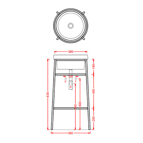 Консоль под раковину Artceram Fuori 40 ACA054 17 Черная матовая