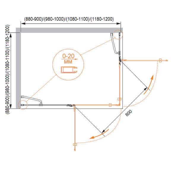 Душевой уголок Cezares Bergamo 120x120 BERGAMO-W-A-2-120-C-Cr профиль Хром стекло прозрачное