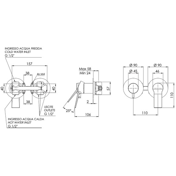 Смеситель для душа Remer Slash SL93ZP Хром Смеситель для душа Remer Slash SL93ZP Хром