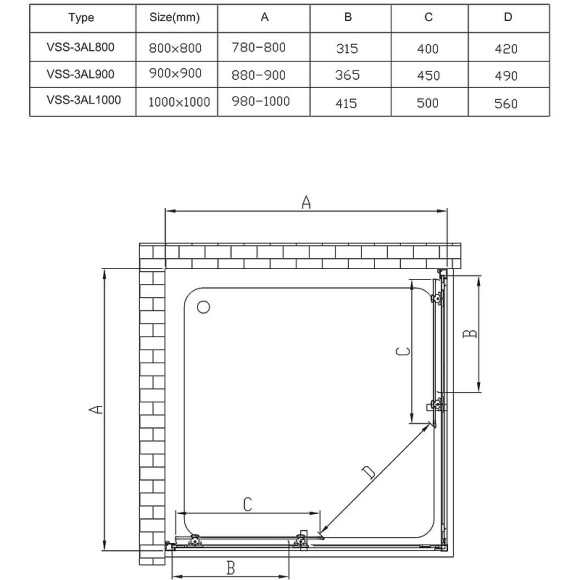 Душевой уголок Vincea Alpha 90x90 VSS-3AL900CLB профиль Черный стекло прозрачное Душевой уголок Vincea Alpha 90x90 VSS-3AL900CLB профиль Черный стекло прозрачное