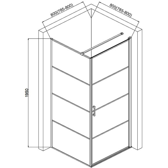 Душевой уголок AQUAme 80x80 R AQM5215-RH-8 профиль Черный матовый стекло прозрачное Душевой уголок AQUAme 80x80 R AQM5215-RH-8 профиль Черный матовый стекло прозрачное
