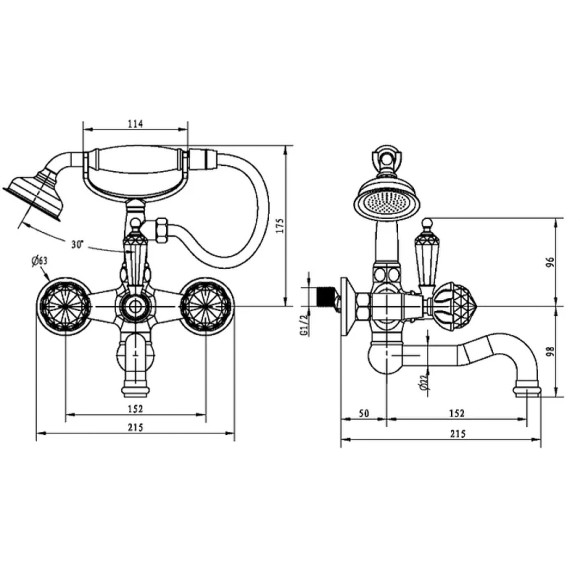 Смеситель для ванны Boheme Imperiale Presente 333 Золото