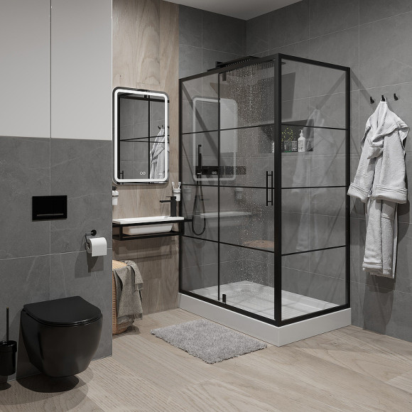 Душевой уголок Niagara Nova 120х80 NG-0220-08 профиль Черный стекло прозрачное Душевой уголок Niagara Nova 120х80 NG-0220-08 профиль Черный стекло прозрачное
